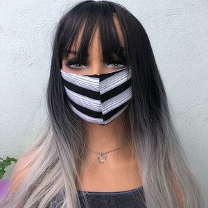 Beautiful Unique Handmade Masks ✨Striped drop 🖤🤍